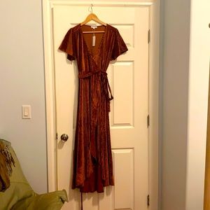 Baltic Born Andi Ribbed Velvet Wrap Dress NWT